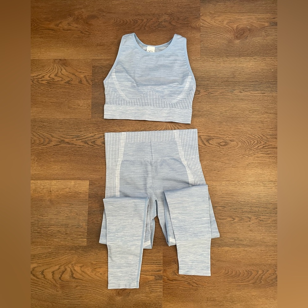 Ryka Heathered Light Blue Activewear Matching Set -Sports Bra/Legging Seamless